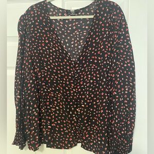 Sanctuary Black and Red Patterned Women's Blouse 3X
